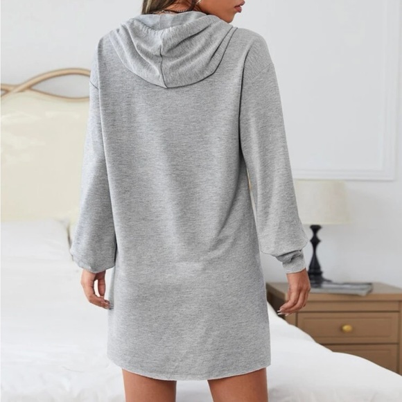 Grey soft hoodie sweatshirt dress Medium 6 - Picture 1 of 2